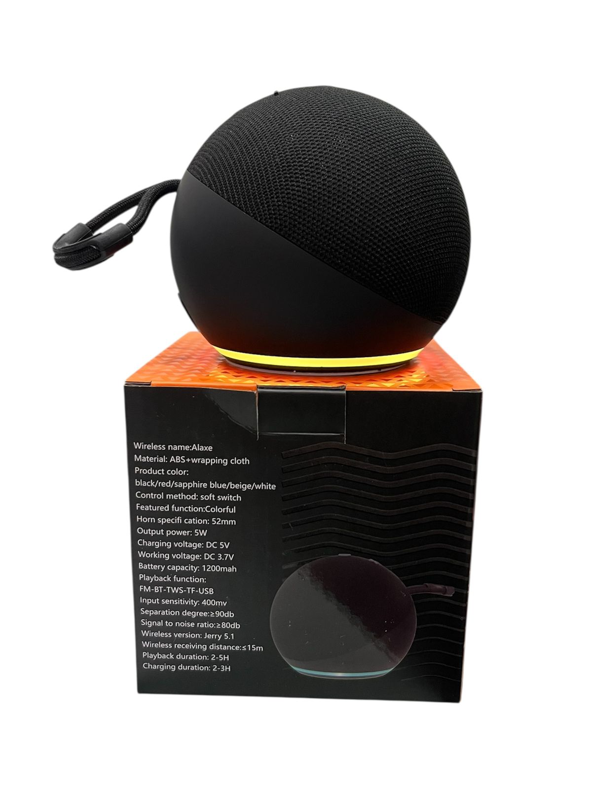 Parlante Portatil Alaxe Super Bass sonido 360° - Compacto, Bluetooth, FM, luces LED